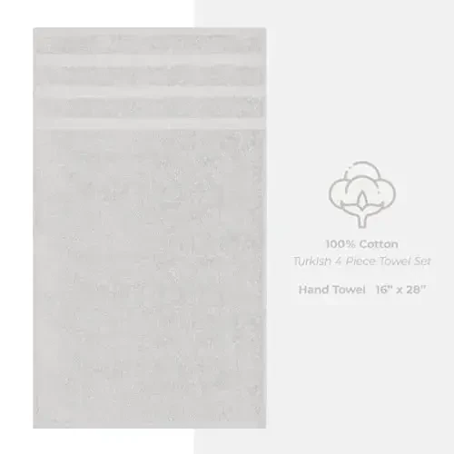 American Soft Linen Luxury Hand полотенца для ванной, 600 GSM 100% хлопок турецкий набор из 4 полотенец для рук, 600 GSM полотенца для рук и лица для кухни, серые полотенца для рук Silver - 5