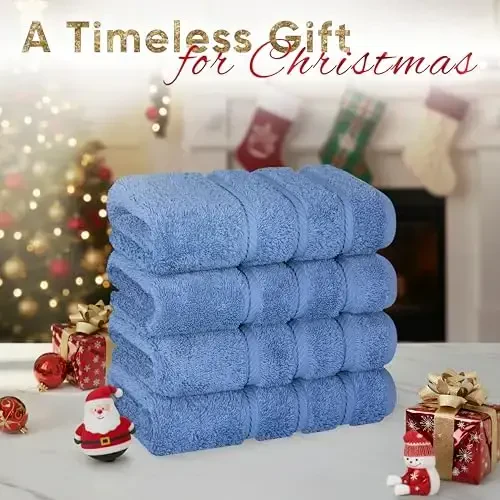 American Soft Linen Luxury Hand Towels for Bathroom, 600 GSM 100% Cotton Turkish 4 Piece Hand Towel Set, 600 GSM Hand Face Towels for Kitchen, Electric Blue Hand Towels - AMERICAN SOFT LINEN (1)