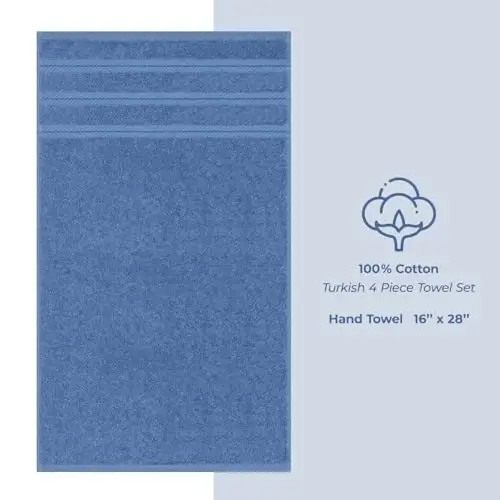 American Soft Linen Luxury Hand Towels for Bathroom, 600 GSM 100% Cotton Turkish 4 Piece Hand Towel Set, 600 GSM Hand Face Towels for Kitchen, Electric Blue Hand Towels - 4