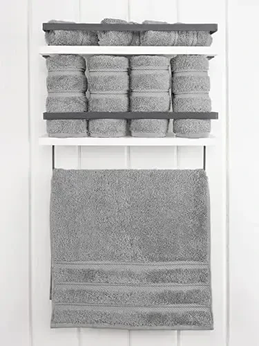 American Soft Linen Luxury Hand Towels for Bathroom, 600 GSM 100% Cotton Turkish 4 Piece Hand Towel Set, 600 GSM Hand Face Towels for Kitchen, Light Grey Hand Towels - 3