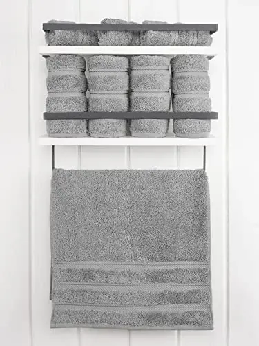 American Soft Linen Luxury Hand Towels for Bathroom, 600 GSM 100% Cotton Turkish 4 Piece Hand Towel Set, 600 GSM Hand Face Towels for Kitchen, Light Grey Hand Towels - AMERICAN SOFT LINEN (1)