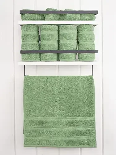 American Soft Linen Luxury Hand Towels for Bathroom, 600 GSM 100% Cotton Turkish 4 Piece Hand Towel Set, 600 GSM Hand Face Towels for Kitchen, Sage Green Hand Towels - 3