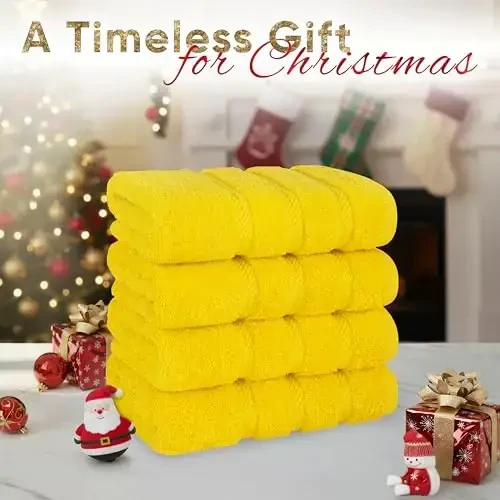 American Soft Linen Luxury Hand Towels for Bathroom, 600 GSM 100% Cotton Turkish 4 Piece Hand Towel Set, 600 GSM Hand Face Towels for Kitchen, Yellow Hand Towels - 2