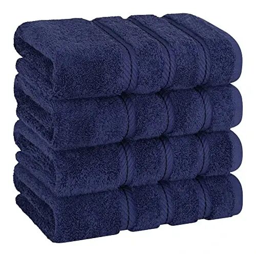 American Soft Linen Luxury Hand Towels for Bathroom, 600 GSM Heawy Weight 16x28 Size 100% Cotton Turkish 4 Piece Hand Face Towel Set, Navy Blue Hand Towels - AMERICAN SOFT LINEN