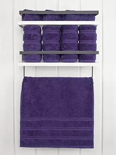 American Soft Linen Luxury Hand Towels for Bathroom, 600 GSM Heawy Weight 16x28 Size 100% Cotton Turkish 4 Piece Hand Face Towel Set, Purple Hand Towels - 2