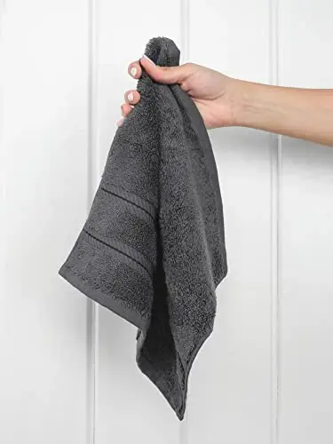 American Soft Linen Luxury Washcloths for Bathroom, 600 GSM 100% Cotton 4 Piece Turkish Wash Cloth Set, 13x13 in Soft Rags for Body and Face, Dark Gray Washcloths - 2