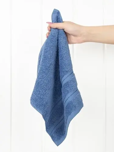 American Soft Linen Luxury Washcloths for Bathroom, 600 GSM 100% Cotton 4 Piece Turkish Wash Cloth Set, 13x13 in Soft Rags for Body and Face, Electric Blue Washcloths - 2