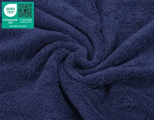 American Soft Linen Luxury Washcloths for Bathroom, 600 GSM 100% Cotton 4 Piece Turkish Wash Cloth Set, 13x13 in Soft Rags for Body and Face, Navy Blue Washcloths - 3