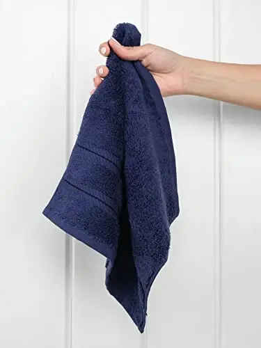 American Soft Linen Luxury Washcloths for Bathroom, 600 GSM 100% Cotton 4 Piece Turkish Wash Cloth Set, 13x13 in Soft Rags for Body and Face, Navy Blue Washcloths - 2