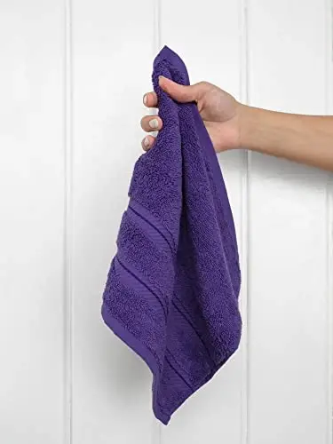 American Soft Linen Luxury Washcloths for Bathroom, 600 GSM 100% Cotton 4 Piece Turkish Wash Cloth Set, 13x13 in Soft Rags for Body and Face, Purple Washcloths - 2