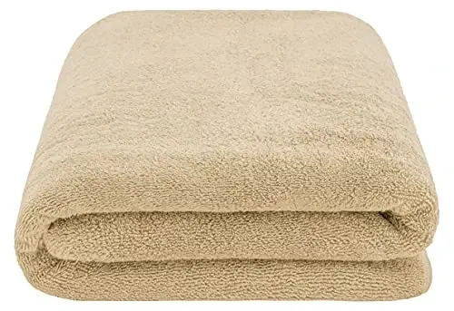 American Soft Linen Oversized Bath Sheet 40x80 Extra Large for Bathroom, 600 GSM 100% Cotton Turkish Jumbo Bathsheet Towels for Adults, Beige Bath Sheet - 3