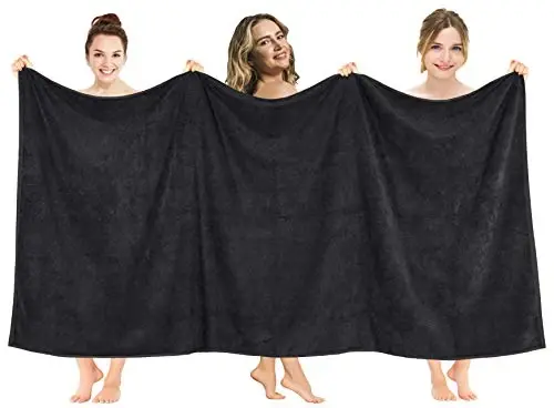 American Soft Linen Oversized Bath Sheet 40x80 Extra Large for Bathroom, 600 GSM 100% Cotton Turkish Jumbo Bathsheet Towels for Adults, Black Bath Sheet 