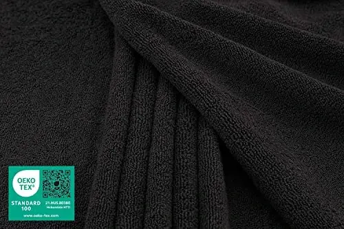 American Soft Linen Oversized Bath Sheet 40x80 Extra Large for Bathroom, 600 GSM 100% Cotton Turkish Jumbo Bathsheet Towels for Adults, Black Bath Sheet - 2