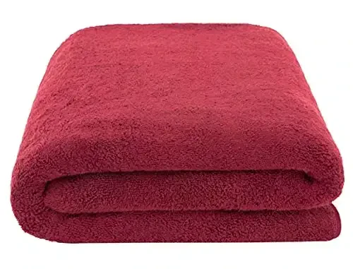 American Soft Linen Oversized Bath Sheet 40x80 Extra Large for Bathroom, 600 GSM 100% Cotton Turkish Jumbo Bathsheet Towels for Adults Bordeaux Red Bath Sheet - 3