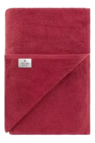 American Soft Linen Oversized Bath Sheet 40x80 Extra Large for Bathroom, 600 GSM 100% Cotton Turkish Jumbo Bathsheet Towels for Adults Bordeaux Red Bath Sheet - 6