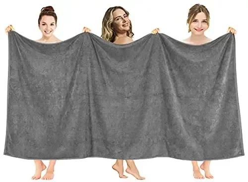 American Soft Linen Oversized Bath Sheet 40x80 Extra Large for Bathroom, 600 GSM 100% Cotton Turkish Jumbo Bathsheet Towels for Adults, Dark Gray Bath Sheet - 1