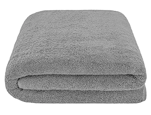 American Soft Linen Oversized Bath Sheet 40x80 Extra Large for Bathroom, 600 GSM 100% Cotton Turkish Jumbo Bathsheet Towels for Adults, Light Grey Bath Sheet - 3