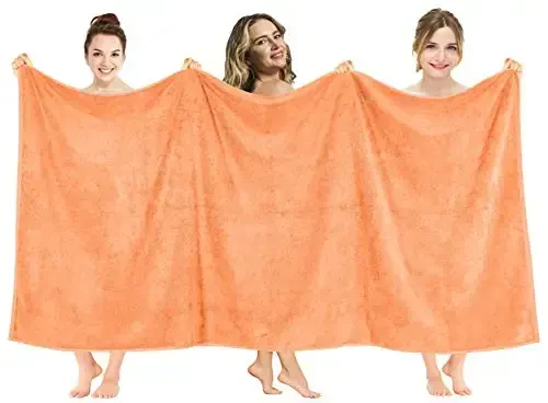 American Soft Linen Oversized Bath Sheet 40x80 Extra Large for Bathroom, 600 GSM 100% Cotton Turkish Jumbo Bathsheet Towels for Adults Malibu Peach Bath Sheet - 1
