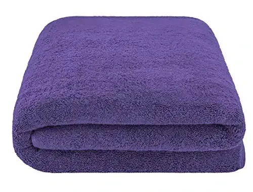 American Soft Linen Oversized Bath Sheet 40x80 Extra Large for Bathroom, 600 GSM 100% Cotton Turkish Jumbo Bathsheet Towels for Adults, Purple Bath Sheet - 3