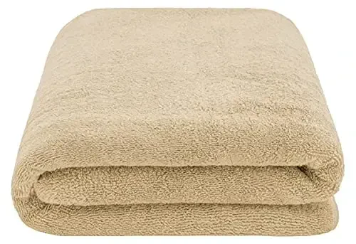 American Soft Linen Oversized Hammom uchun sochiq 40x80 Extra Large, 600 GSM 100% paxta Turkiy Jumbo sochiqlar kattalar uchun, bej rangli sochiq - 3