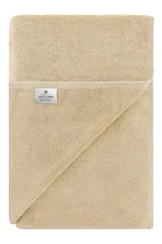 American Soft Linen Oversized Hammom uchun sochiq 40x80 Extra Large, 600 GSM 100% paxta Turkiy Jumbo sochiqlar kattalar uchun, bej rangli sochiq - 6