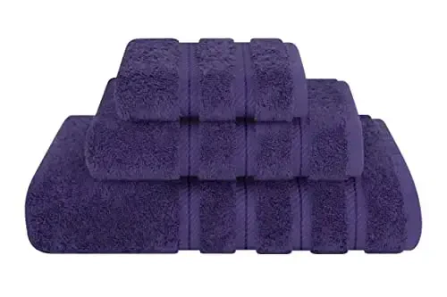 American Soft Linen Premium 3 Piece Towel Set, 1 Bath Towel 1 Hand Towel 1 Washcloth, 600 GSM 100% Cotton Turkish Towels for Bathroom, Purple Towel Set - AMERICAN SOFT LINEN (1)