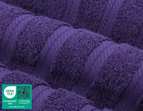 American Soft Linen Premium 3 Piece Towel Set, 1 Bath Towel 1 Hand Towel 1 Washcloth, 600 GSM 100% Cotton Turkish Towels for Bathroom, Purple Towel Set - 4