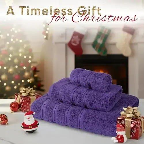 American Soft Linen Premium 3 Piece Towel Set, 1 Bath Towel 1 Hand Towel 1 Washcloth, 600 GSM 100% Cotton Turkish Towels for Bathroom, Purple Towel Set - AMERICAN SOFT LINEN