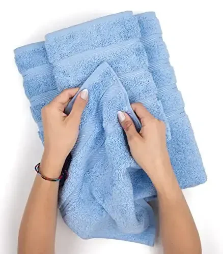 American Soft Linen Premium 3 Piece Towel Set, 1 Bath Towel 1 Hand Towel 1 Washcloth, 600 GSM 100% Cotton Turkish Towels for Bathroom, Sky Blue Towel Set - 6