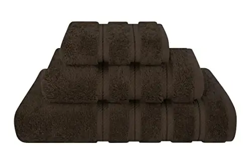 American Soft Linen Premium 3 Piece Towel Set, 1 Bath Towel 1 Hand Towel 1 Washcloth, 600 GSM 100% Cotton Turkish Towels for Bathroom, Brown Towel Set 