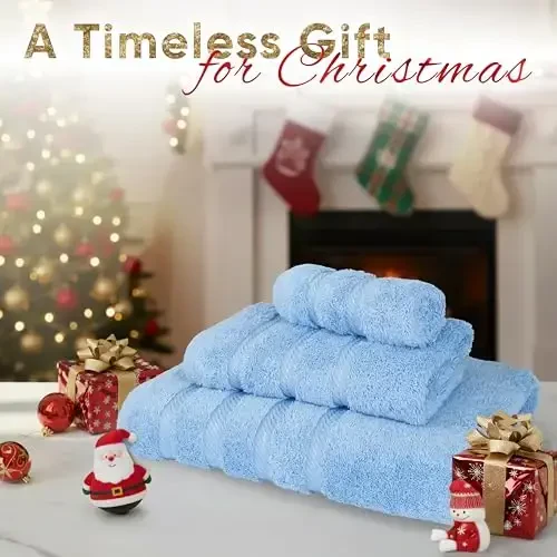 American Soft Linen Premium 3 Piece Towel Set, 1 Bath Towel 1 Hand Towel 1 Washcloth, 600 GSM 100% Cotton Turkish Towels for Bathroom, Sky Blue Towel Set 