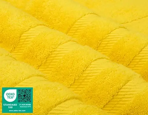 American Soft Linen Premium 3 Piece Towel Set, 1 Bath Towel 1 Hand Towel 1 Washcloth, 600 GSM 100% Cotton Turkish Towels for Bathroom, Yellow Towel Set - 3