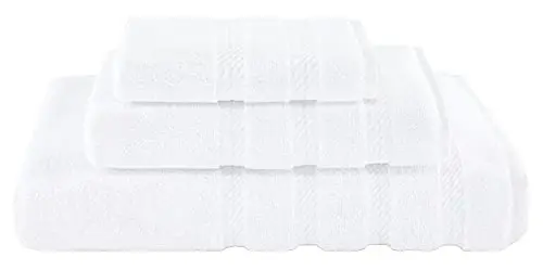 American Soft Linen Premium 3 qismli sochiq to'plami, 1 ta vanna sochiqi, 1 ta qo'l sochiqi, 1 ta yuz sochiqi, 600 GSM 100% paxta hammom uchun Turk sochiqlari, Oq sochiq to'plami 