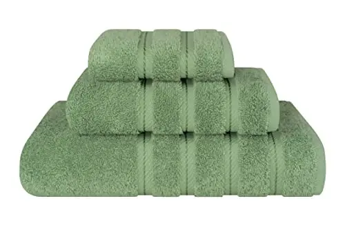 American Soft Linen Premium 3 qismli sochiqlar to'plami, 1 ta vanna sochiqi, 1 ta qo'l sochiqi, 1 ta yuvinish sochiqi, 600 GSM 100% Paxta Hammom uchun Turk Sochiqlari, Sage sochiqlar to'plami 