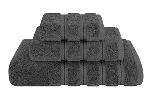 American Soft Linen Premium 3 Piece Towel Set, 1 Bath Towel 1 Hand Towel 1 Washcloth, 600 GSM 100% Cotton Turkish Towels for Bathroom, Dark Gray Towel Set - AMERICAN SOFT LINEN (1)