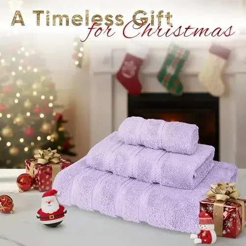 American Soft Linen Premium 3 Piece Towel Set, 1 Bath Towel 1 Hand Towel 1 Washcloth, 600 GSM 100% Cotton Turkish Towels for Bathroom, Lilac Towel Set - AMERICAN SOFT LINEN
