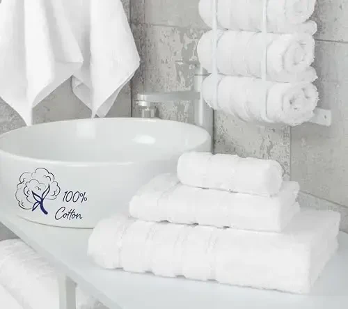American Soft Linen Premium набор полотенец из 3 предметов, 1 банное полотенце, 1 полотенце для рук, 1 мочалка, 600 GSM 100% хлопок, турецкие полотенца для ванной комнаты, набор белых полотенец - 3