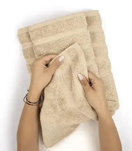 American Soft Linen Premium Набор полотенец из 3 предметов, 1 банное полотенце, 1 полотенце для рук, 1 мочалка, 600 GSM, 100% хлопок, турецкие полотенца для ванной комнаты, набор бежевых полотенец - 6