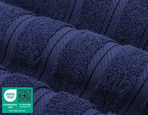 American Soft Linen Premium Набор полотенец из 3 предметов, 1 банное полотенце, 1 полотенце для рук, 1 мочалка, 600 GSM, 100% хлопок, турецкие полотенца для ванной комнаты, набор темно-синих полотенец - 4