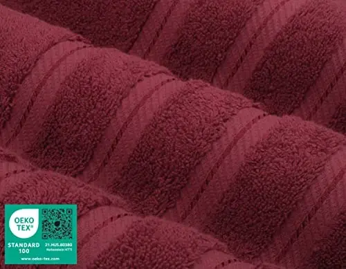 American Soft Linen Роскошный набор из 4 банных полотенц, 600 GSM, 100% турецкий хлопок для ванной, 68x137 см, экстра больших для душа, бордово-красный - 3