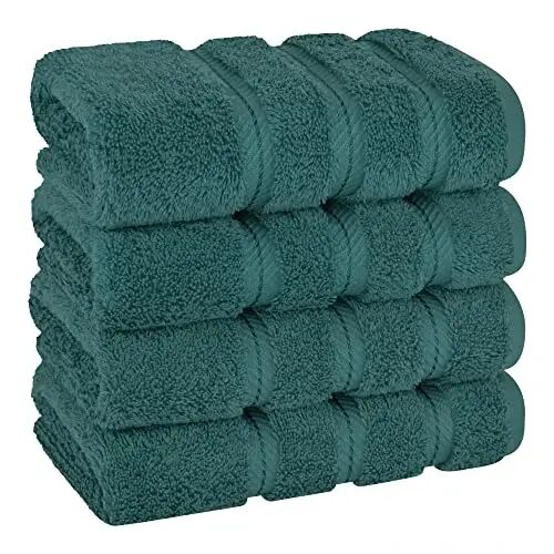 American Soft Linen vanna xonasi uchun hashamatli qo'l sochiqlari, 600 GSM og'ir vaznli, 16x28 o'lchamli, 100% paxta Turk 4 qismli qo'l va yuz sochiq to'plami, feruza rang qo'l sochiqlari - AMERICAN SOFT LINEN