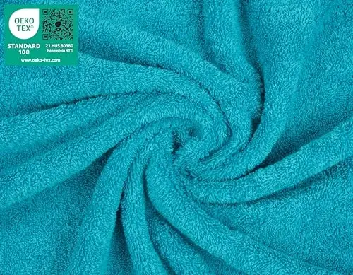 American Soft Linen Vanna xonasi uchun hashamatli yuvish sochiqlari, 600 GSM 100% Paxta 4 qismli Turk yuvish sochiq to'plami, Tana va yuz uchun 13x13 dyuymli yumshoq sochiqlar, Aqua Blue yuvish sochiqlari - 3