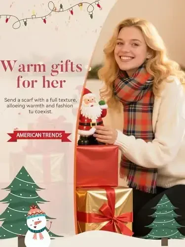 American Trends Ayollar uchun qulay issiq qishki kuzgi adyol sharf Zamonaviy yumshoq katta katakli ulkan ro'mollar shollar - AMERICAN (1)