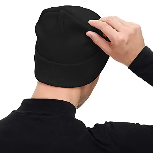American Trends Erkaklar Ayollar uchun Qishki Shlyapalar Manjetli Bini Shlyapa Yumshoq Tekis Trikotaj Shlyapalar череп Caps - 6