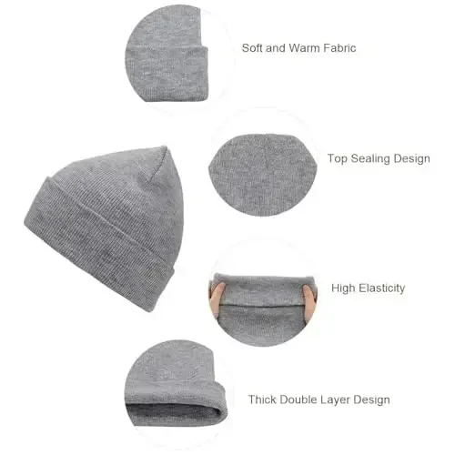 American Trends Winter Hats for Men Women Cuffed Beanies Hat Soft Plain Knit Hats Skull Caps - 3