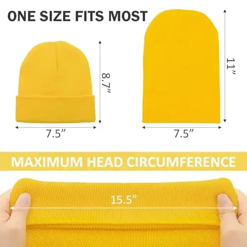 American Trends Winter Hats for Men Women Cuffed Beanies Hat Soft Plain Knit Hats Skull Caps - 4