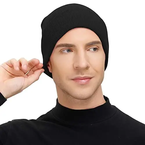 American Trends Winter Hats for Men Women Cuffed Beanies Hat Soft Plain Knit Hats Skull Caps - 4