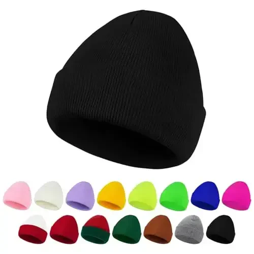 American Trends Winter Hats for Men Women Cuffed Beanies Hat Soft Plain Knit Hats Skull Caps - 1