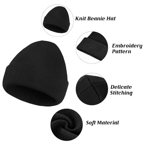 American Trends Winter Hats for Men Women Cuffed Beanies Hat Soft Plain Knit Hats Skull Caps - 4