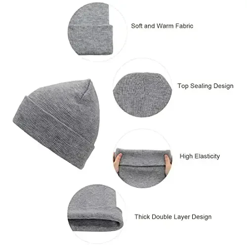 American Trends Winter Hats for Men Women Cuffed Beanies Hat Soft Plain Knit Hats Skull Caps - 5